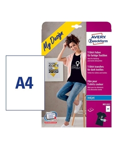 Термотрансферная бумага Avery Zweckform, для струйной печати, 4 листа (MD1003) Avery zweckform