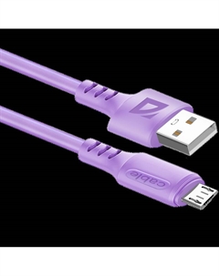 Кабель USB(Am)-Micro USB(Bm), быстрая зарядка, 2.4А, 1 м, фиолетовый, Defender F207 (87108VIO)