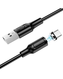 Кабель USB(Am)-USB Type-C(M), магнитный, быстрая зарядка, 3А, 1 м, черный, Borofone Amiable BX41 (6931474738462)