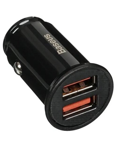 Автомобильное зарядное устройство Baseus Circular Plastic, 2xUSB, 5А, 30 Вт, QC, черный (CCALL-YD01)