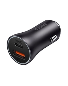 Автомобильное зарядное устройство Baseus, USB, 1xUSB Type C, 3А, 60 Вт, QC, PD, темно-серый (CGJM000113)