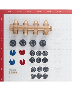 Коллектор (4200554) 3/4 ВР(г) х 4 выхода 3/4 НР(ш) ЕК х 3/4 НР(ш) регулируeмый Oventrop