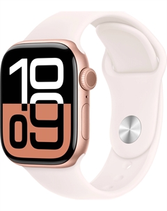 Watch Series 10, 42 мм, корпус из алюминия цвета «розовое золото», спортивный ремешок цвета «румянец» S/M Apple