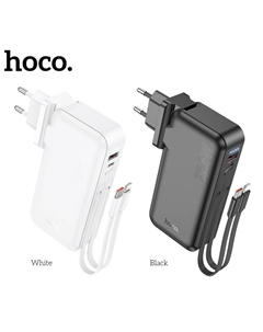 Внешний аккумулятор J126 2 в 1 10000mAh 22.5W Adapter (US/EU)/USB/Type-C/кабель Lightning + Type-C (белый) Hoco