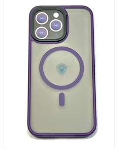 Чехол-накладка Dfansdesign Magsafe Case для Apple iPhone 14 Pro пластиковый прозрачно-черный (фиолетовая рамка) @knit