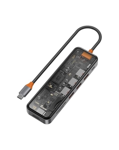 Адаптер Cyber HUB USB-C 7 в 1 на 3xUSB 3.0/SD/TF (3.0)/HDMI (4K30)/PD (CB007) (Gray) Wiwu