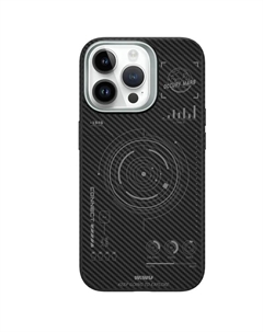 Чехол-накладка Wiwu Kevlar Case Magsafe (HHX-016) для iPhone 15 Pro Max карбоновый (черно-серый в полоску)