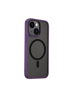 Чехол-накладка Wiwu Magsafe (FGG-011) для Apple iPhone 15 Plus пластиковый прозрачно-черный (фиолетовая рамка)
