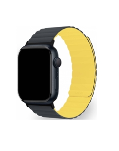 Ремешок Mode для Apple Watch 42/44/45/49mm магнитная застежка/силикон M/L (черный/желтый) Ubear