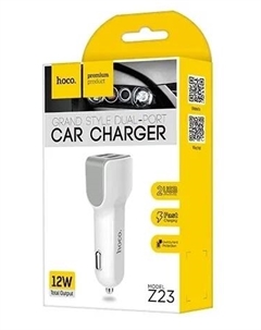 Автомобильное зарядное устройство Z23 grand style 2хUSB/кабель USB- Micro-USB 12W (белый) Hoco