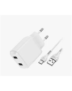 Сетевое зарядное устройство (N7) Speedy 2xUSB 10W + кабель Micro-USB 100 см (белый) Hoco