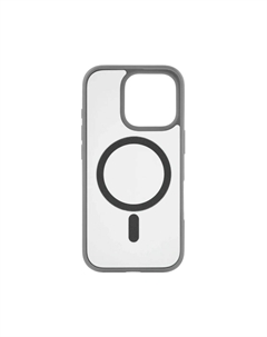 Чехол-накладка Knit Magsafe для Apple iPhone 15 пластиковый (матовый прозрачно-белый) (серая рамка) @knit