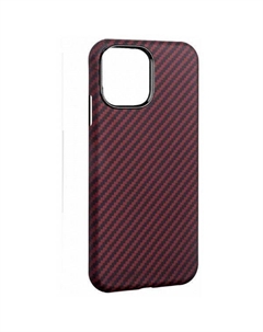 Чехол-накладка Kzdoo Keivlar Case для iPhone 14 Plus карбоновый (черно-красный в полоску)