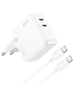 Сетевое зарядное устройство (C110A) Lucky 2xType-C PD 35W (белый) Hoco