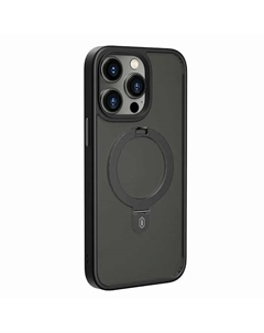 Чехол-накладка Hoco Stand Magsafe для iPhone 16 Pro Max (кольцо-держатель/пластиковый) прозрачно-черный (черная рамка)