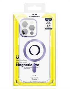 Чехол-накладка Keephone Dazzle Pro Magsafe для Apple iPhone 14 Pro пластиковый (фиолетовая рамка)
