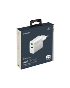 Сетевое зарядное устройство Wall charger (11397) 65W/ 5A (USB-A/ Type-C/ PD 3.0/ QC 3.0) с индикатором (белый) Deppa