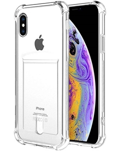Чехол-накладка Card Case для iPhone X/Xs силикон c держателем для карт (прозрачный) K-doo