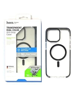 Чехол-накладка Hoco Transparent Dual-Color Magsafe для iPhone 15 Pro противоударный (пластик) (фиолетовая рамка)