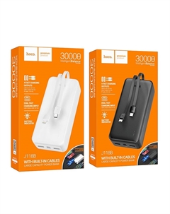 Внешний аккумулятор J118B Speed energy 30000mAh 2хUSB/Type-C/MicroUSB/кабель Lightning + Type-C (черный) Hoco