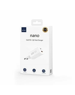 Сетевое зарядное устройство Nano GaN 65W USB/Type-C (Wi-U012) (белый) Wiwu