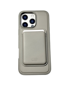Чехол-накладка HDCI MagSafe Card Holder для iPhone 16 Pro искусственная кожа (серый) Hdci