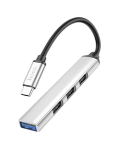 Переходник разветвитель (HB26) 4 в 1 Type-C на USB 3.0 + USB 2.0*3 (Silver) Hoco