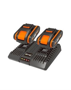 Комплект WA3610 20V: 2 аккумулятора 2Ач и двойное зарядное устройство 1А Worx