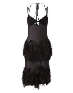 Платье с отделкой перьями страуса The attico