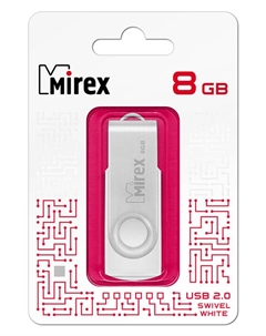 Накопитель USB 2.0 8GB SWIVEL 13600-FMUSWT08 белый (ecopack) Mirex