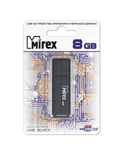 Накопитель USB 2.0 8GB LINE 13600-FMULBK08 чёрный (ecopack) Mirex