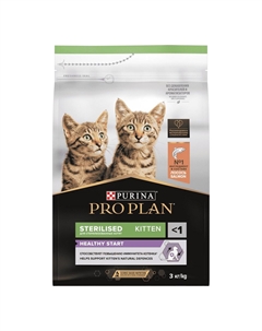 Корм для котят Sterilised для стерилизованных, с лососем сух. 3кг Purina pro plan