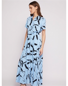 Платье-рубашка из вискозы с принтом и с поясом Zolla