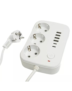 Удлинитель 3-местный c/з 3x1 мм2, 3 м, 250В, 10А, 4USB+2Type-C 2,4А, серия Home plus, белый HM09-36-02 49979 Stekker