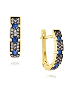 Серьги из желтого золота с сапфирами и бриллиантами Адамас