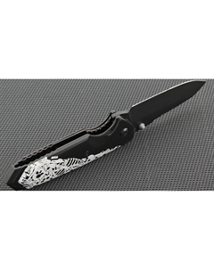 Нож складной EX-02 Skulls & Bones, сталь 154CM, рукоять ABS-пластик, чёрный Hogue