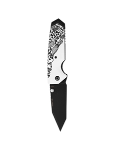 Нож складной EX-02 Tanto Skulls & Bones, сталь 154CM, рукоять ABS-пластик, молочный Hogue