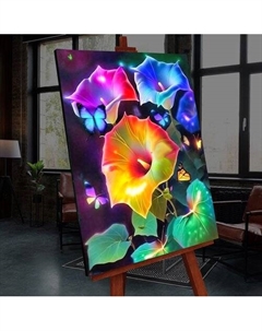 Картина по номерам со светящейся краской 40х50 Неоновые колокольчики, 27 цветов Флюид