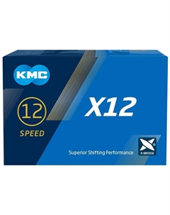 Цепь велосипедная X12 Ti-N 11/128" 12ск. 126 звеньев с замком, X Bridge, д/SHIMANO/SRAM, черно-золотая, 5-303510 Kmc