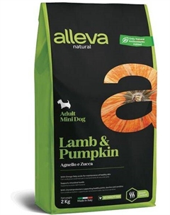 Natural корм для собак малых пород, с ягненком и тыквой (2 кг) Alleva