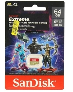 Карта памяти 64GB SDSQXAH-064G-GN6GN Extreme A2 MicroSDXC Class 10 UHS-I U3 170/80MB/s без адаптера Sandisk