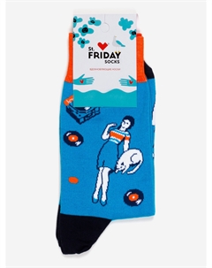 Носки с рисунками St.Friday Socks, Винил утомил, Голубой St. friday