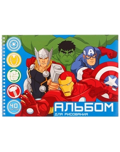 Альбом для рисования а4, 40 листов 100 г/м², на пружине, мстители Nobrand