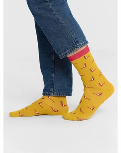 Носки мужские желтые с узором в виде попугаев Mark formelle