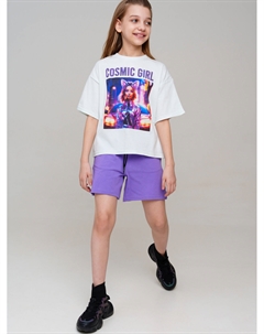 Комплект трикотажный для девочек: фуфайка (футболка), шорты Playtoday tween