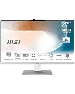 Моноблок 27'' MSI Modern AM272P 12M-404XRU 9S6-AF8212-497 i3-1215U/8GB/512GB SSD/UHD Graphics/1920x1080/WiFi/BT/cam/kbd/mause/noOS/white Msi