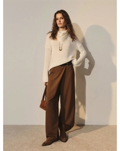 Прямые брюки с запахом и пряжкой Zarina