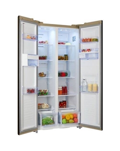 Холодильник двухкамерный NORDFROST RFS 484D NFYm Side by Side, инверторный бежевый Nordfrost