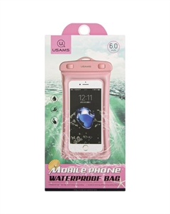 Чехол универсальный водонепроницаемый Usams YD007 до 6’’ розовый