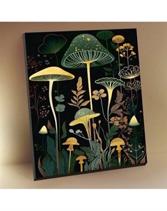 Картина по номерам Магический лес, черный холст с поталью, 40х50 см Республика